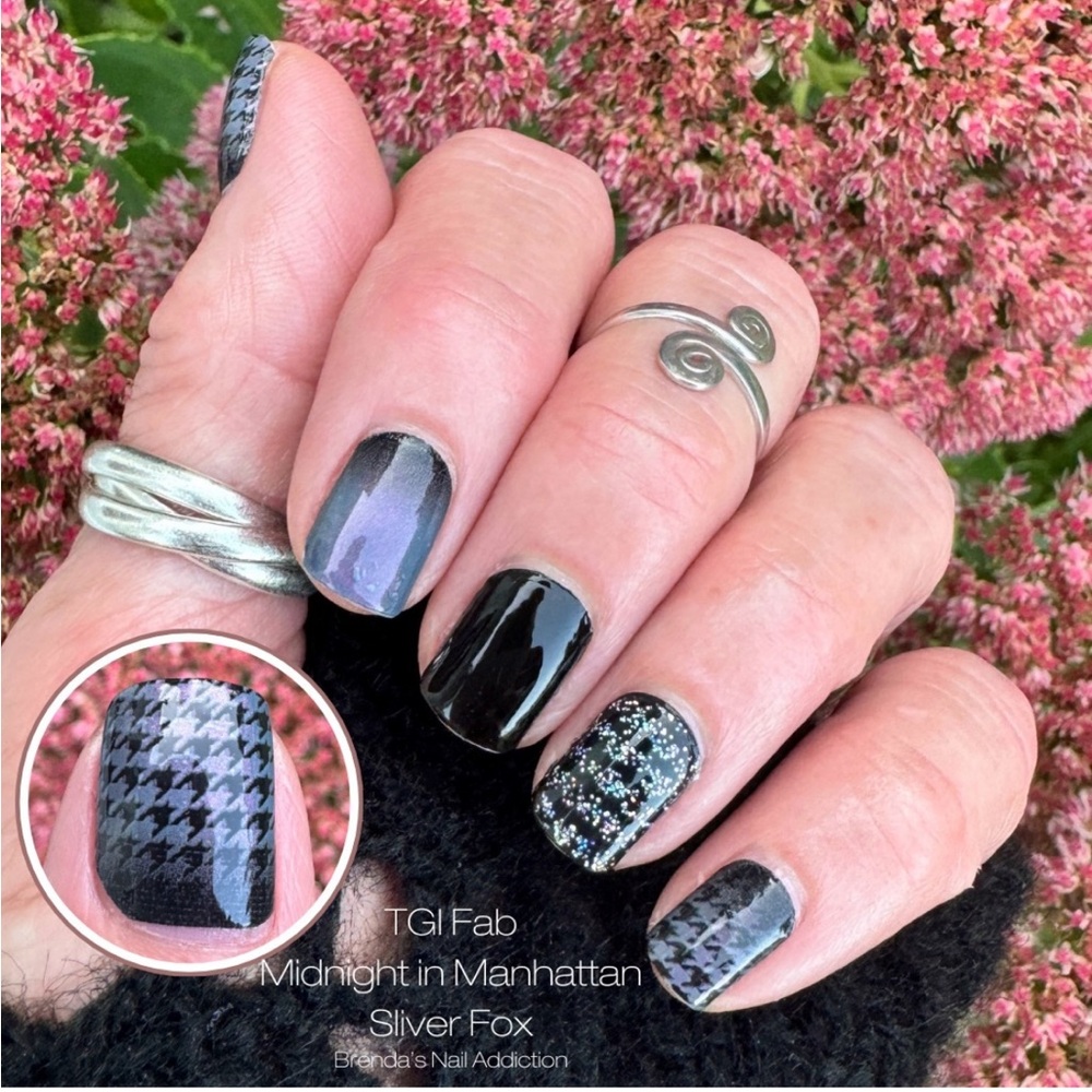 *Exclusive* Color Street: TGI Fab | Houndstooth Black Gray Blue Ombre Fall - Picture 14 of 15